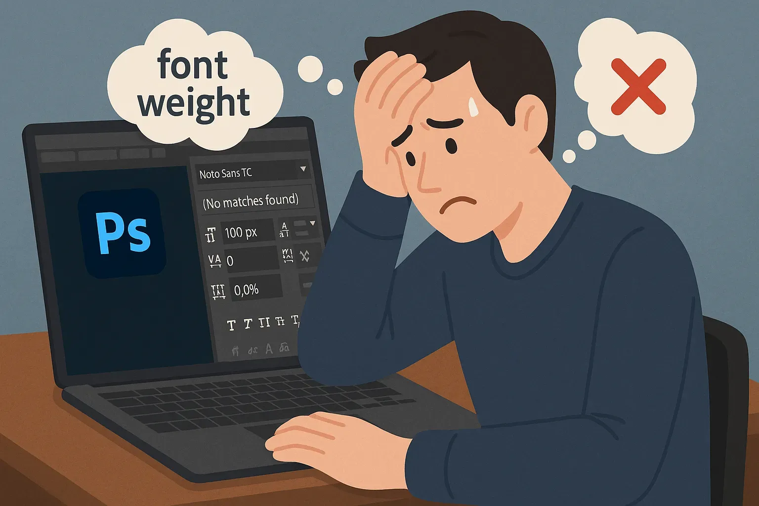 PhotoShop 字體粗度遺失問題