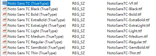 CurrentVersion\Fonts移除